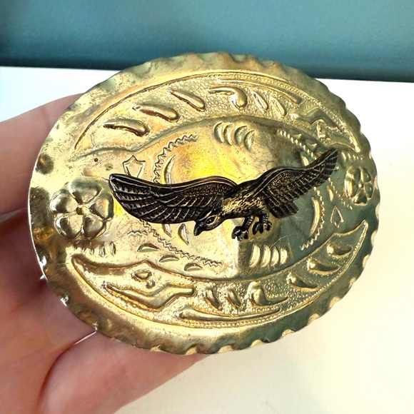 Vintage 1970's Western Concho Style Belt Buckle with Applied Flying Eagle - Picture 2 of 6